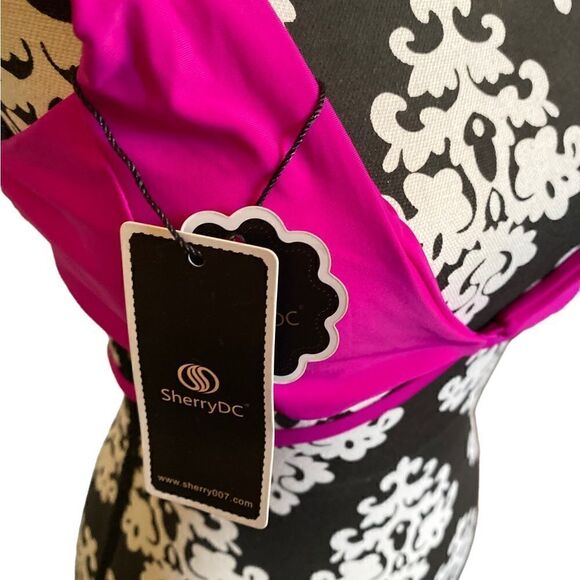 SherryDC Pink Cross Front High Cut Bikini NWT Size Medium - Picture 8 of 12